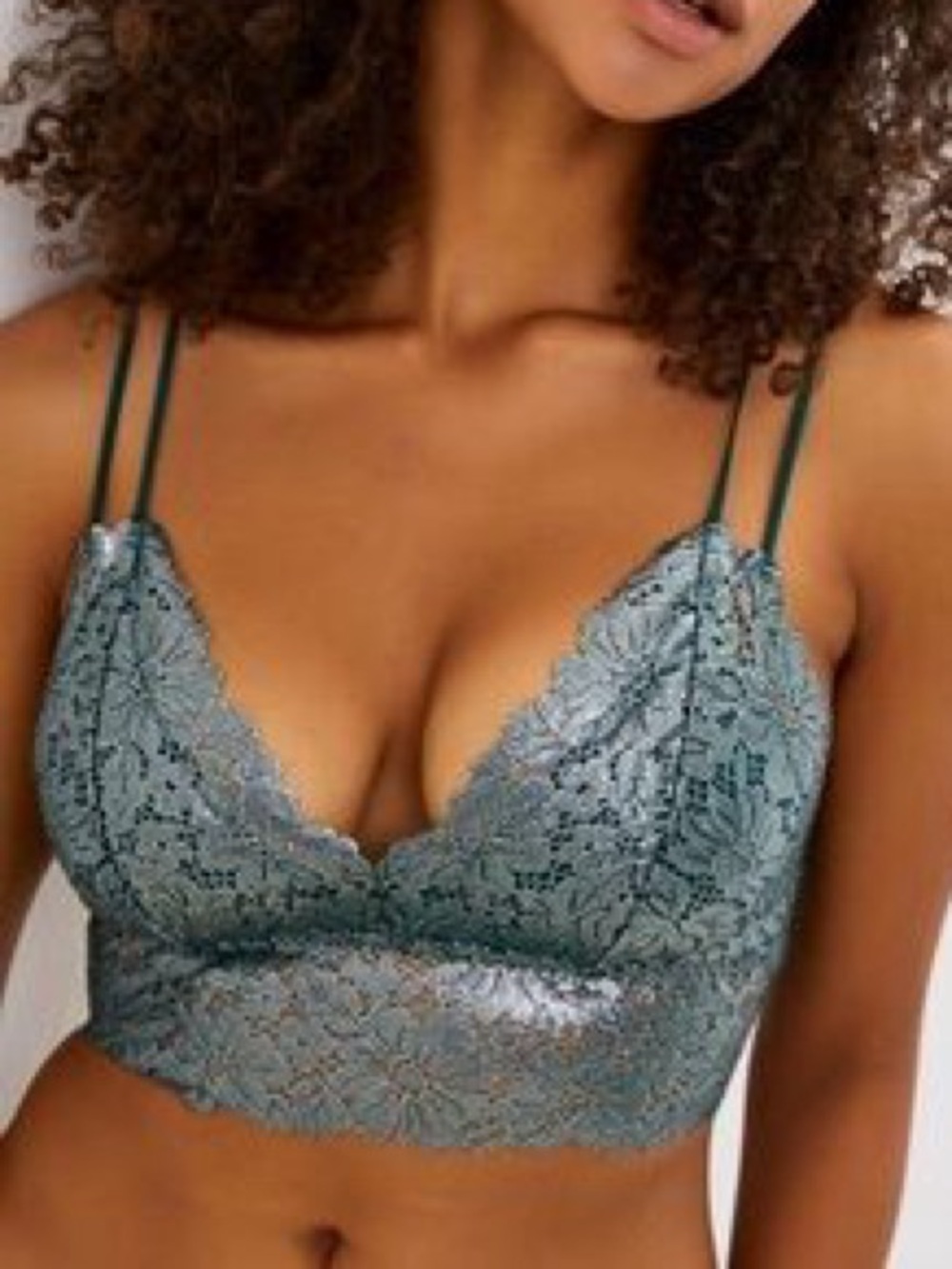PINK Victoria's Secret Teal Lace Longline Bralette